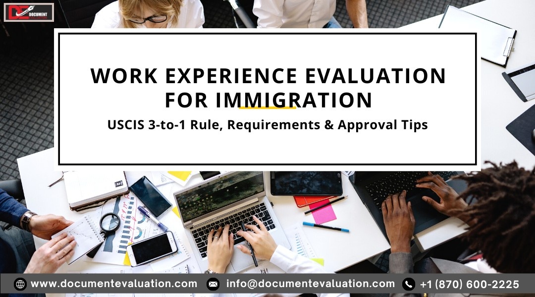 U.S. work experience evaluation showing how professional experience can substitute for a college degree under immigration guidelines.