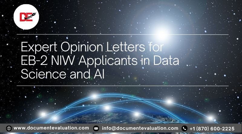 Expert opinion letters for EB-2 NIW applicants in data science and AI with futuristic digital background